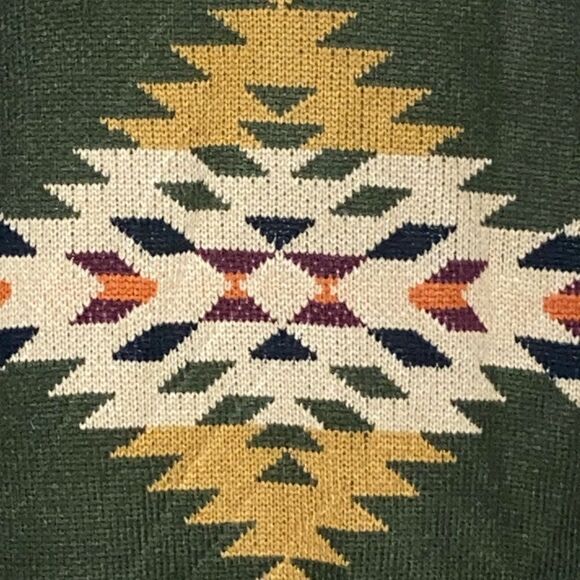 keren hart Sz Med Southwestern Aztec Toggle Close Long Knitted Cardigan Sweater - Picture 2 of 8